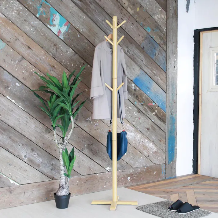 リビングハンガー(もく)【色/ナチュラル(NA)】 もく-リビングハンガー ナチュラル 北欧風 収納 2WAY 木製 キッズ ポールスタンド ひとり暮らし 【送料込み】 #4532947725112 nagai