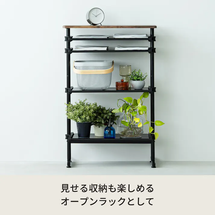 ワンタッチ式可動棚ラック フィット 【色/ウッド(WD)】 ワンタッチ式可動棚ラック フィット 大理石 木目 収納 韓国インテリア シェルフ スリム キッチンラック 【送料込み】 #4532947751227 nagai