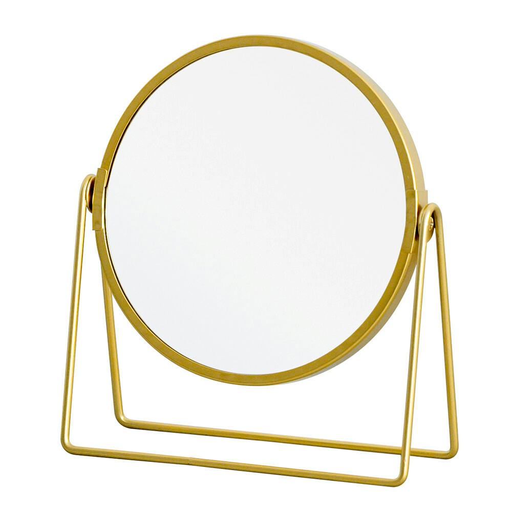 3倍鏡付卓上ミラーL LINO（リノ）【色／ゴールド（GD）】 3倍鏡付卓上ミラー(ロータイプ) メイク ヴィンテージ 置き型 ゴールド 真鍮風 ひとり暮らし 【送料込み】 ＃4532947253103 nagai