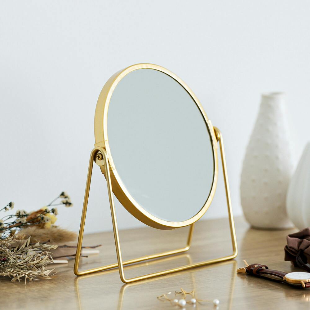 3倍鏡付卓上ミラーL LINO（リノ）【色／ゴールド（GD）】 3倍鏡付卓上