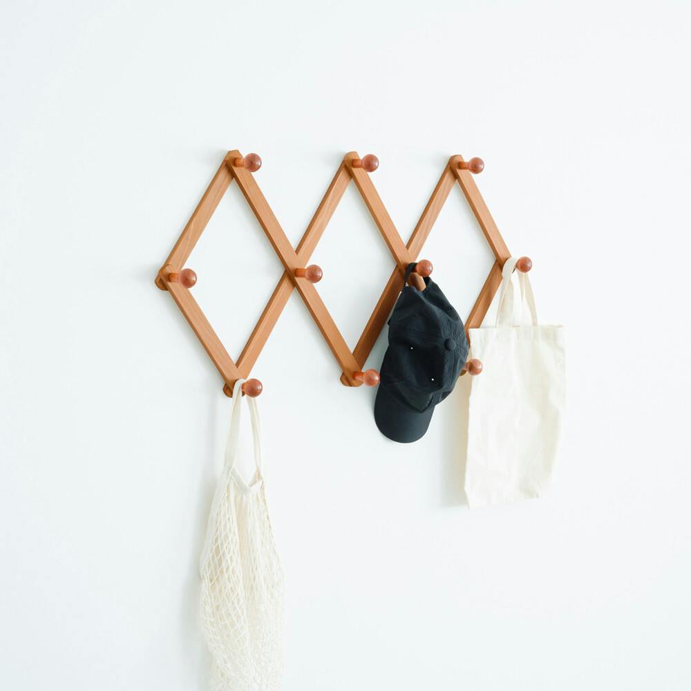 コートハンガーアコーディオン式10玉 【色／ブラウン（BR）】 コートハンガー(アコーディオン10玉) ハンガー 壁掛け 壁面収納 フック 日本製 ひとり暮らし 【送料込み】 ＃4532947004422 nagai