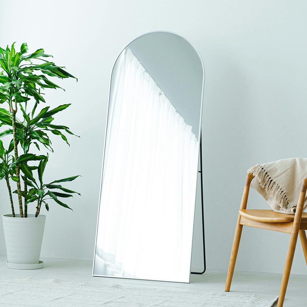 スタンドミラー ルーミー（アーチ）　SV　 スタンドミラー ルーミー(アーチ) 幅60cm 鏡 姿見 全身 ゴールド 大型 ワイド 韓国インテリア 【送料込み】 ＃4532947302306 nagai