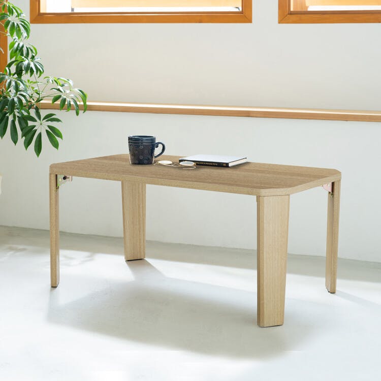 グランテーブル（幅75） 【色／ナチュラル（NA）】 幅75cm◎グランテーブル 机 木製 折り畳み ローテーブル ナチュラル モダン 座卓 北欧 オーク ひとり暮らし 【送料込み】 ＃4532947923013 nagai