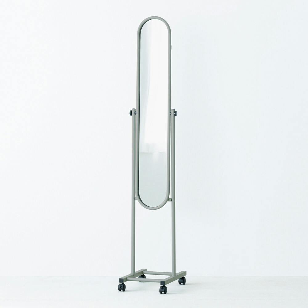 パイプスタンドミラー（キャスター付） 【色／グレー（GY