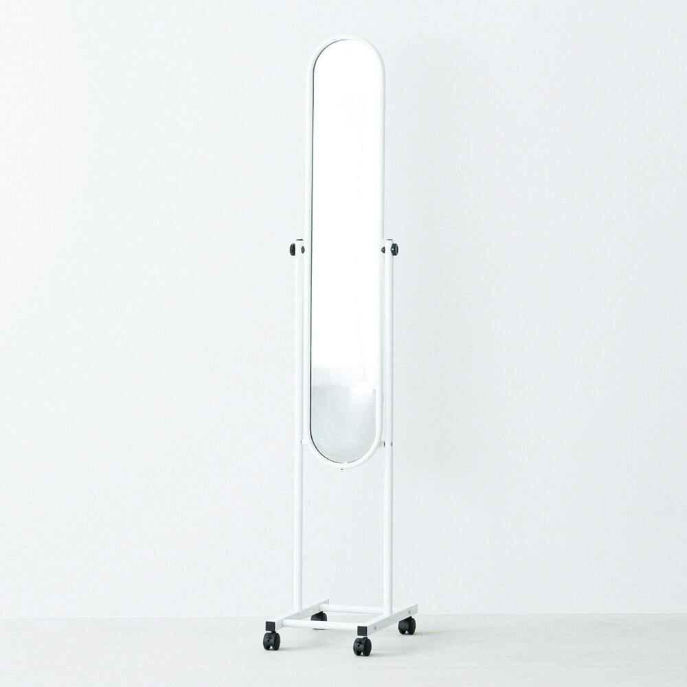 パイプスタンドミラー（キャスター付） 【色／ホワイト（WH