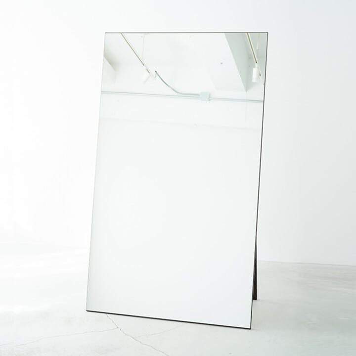 ワイドスタンドミラー（90）【色／ブラウン（BR）】【幅90cm】ワイドミラー 天然木 日本製 北欧風 ワイド ノンフレーム ダンス 全身鏡 ヨガ 姿見 【送料込み】 ＃4532947900014 nagai