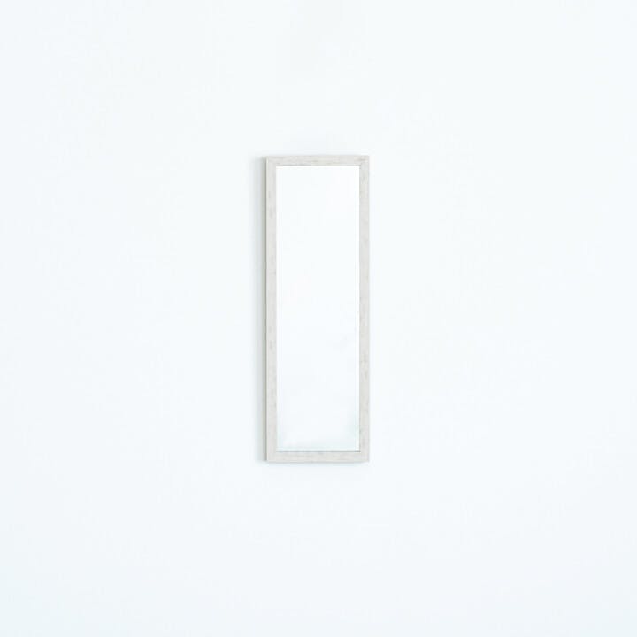 ウォールミラーdeco60 【色／ホワイト（WH）】 ウォールミラーdeco60 木目 北欧風 鏡 姿見 高級感 木製 壁掛け モダン 韓国インテリア ひとり暮らし 【送料込み】 ＃4532947221010 nagai