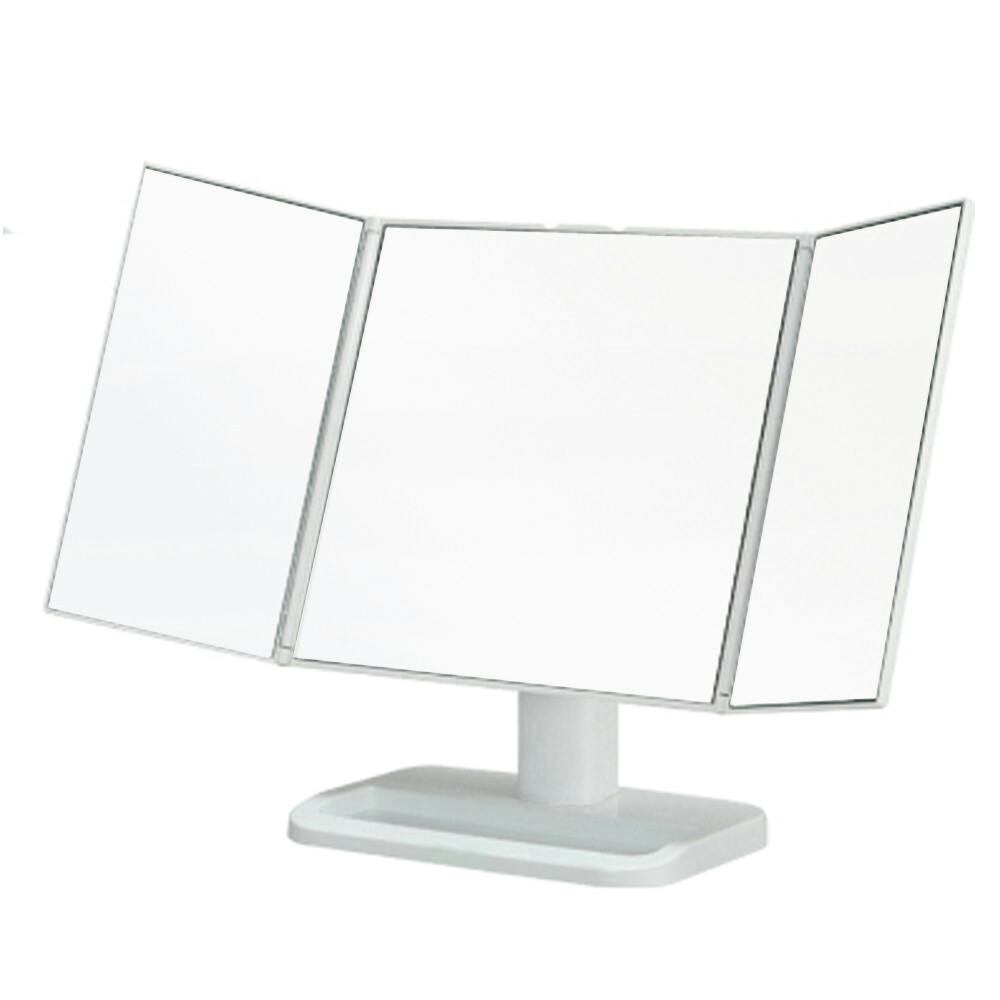 メイクアップミラー 【色／ホワイト（WH）】 メイクアップミラー 鏡 メイク 三面鏡 折りたたみ 卓上ミラー 完成品 ひとり暮らし 【送料込み】 ＃4532947242114 nagai