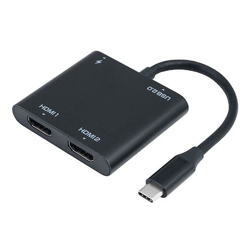 Type-C - HDMI�f�B�X�v���C�A�_�v�^ �f���A�� �u���b�N �}���`�f�B�X�v���C����������Type-C�A�_�v�^ 2�䑝�� �p�\�R���E���Ӌ@��
