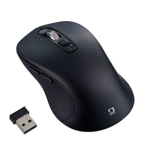Digio 感動ホイールマウス Bluetooth・USB無線デュアル静音ボタンBlueLEDマウス Lサイズ ブラック