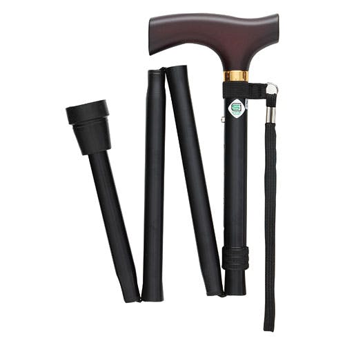 フジホーム スタンダードステッキ(杖) ベーシック 折りたたみタイプ Mサイズ 始めの一本に最適 ブラック