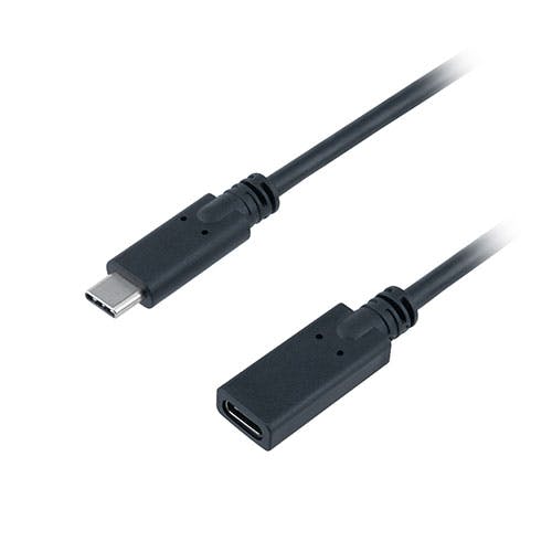 USB2.0延長ケーブル Type-C 1m ブラック USBケーブルを伸ばしたい時に