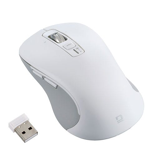 Digio 感動ホイールマウス Bluetooth・USB無線デュアル静音ボタンBlueLEDマウス Lサイズ ホワイト