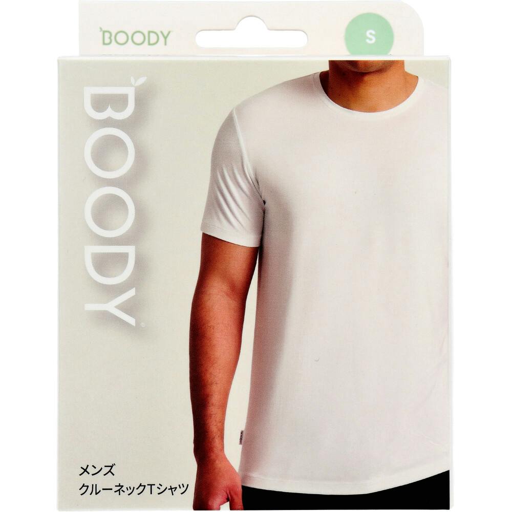 BOODY メンズ クルーネックTシャツ ホワイト Sサイズ 1枚入 ×1点【送料込み】 ＃9351383087524