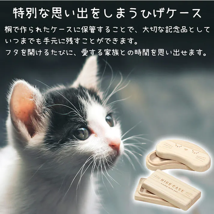 猫ひげケース 猫のひげ入れ 猫 ひげ 木製 ケース 桐箱 メモリアルケース 猫のひげ収納 保管ケース ネコ 桐材