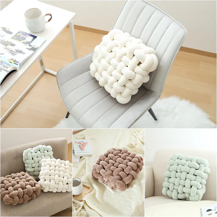 クッション かわいい チャンキー ふわふわ もこもこ スクエアクッション 34×34cm チャンキークッション フロアクッション 背あて 可愛い 編み物