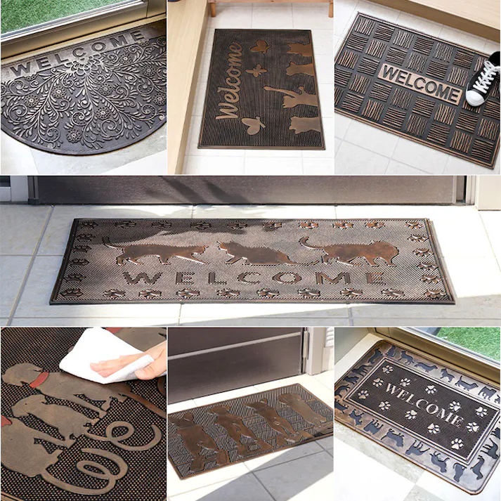 ラバーマット 玄関マット 玄関 ドアマット おしゃれ 屋外 屋内 マット 滑り止め アンティーク調 エントランス 汚れ防止