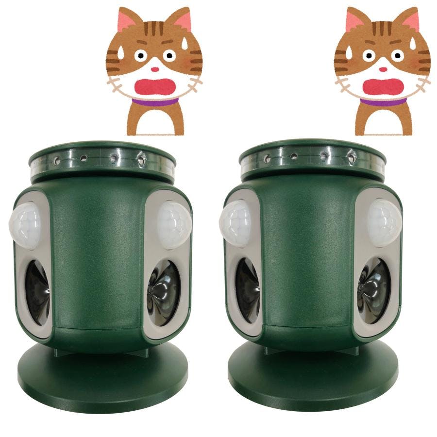 【2台セット】ダブル 超音波 猫よけ 対策 最強 超音波 ソーラー 音 ベランダ 強力 猫除け センサー 充電式 フラッシュ付き 動物 撃退器 USB充電 USBケーブル付き 4570000082017-2