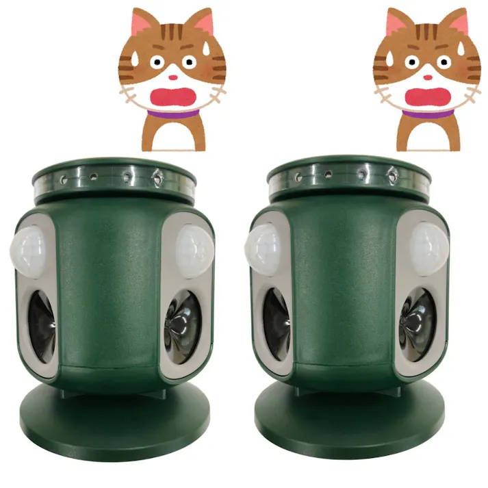 【2台セット】ダブル 超音波 猫よけ 対策 最強 超音波 ソーラー 音 ベランダ 強力 猫除け センサー 充電式 フラッシュ付き 動物 撃退器 USB充電 USBケーブル付き 4570000082017-2