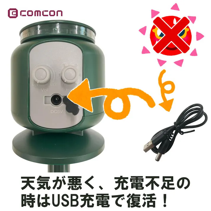 【4台セット】ダブル 超音波 猫よけ 対策 最強 超音波 ソーラー 音 ベランダ 強力 猫除け センサー 充電式 フラッシュ付き 動物 撃退器 USB充電 USBケーブル付き 4570000082017-4