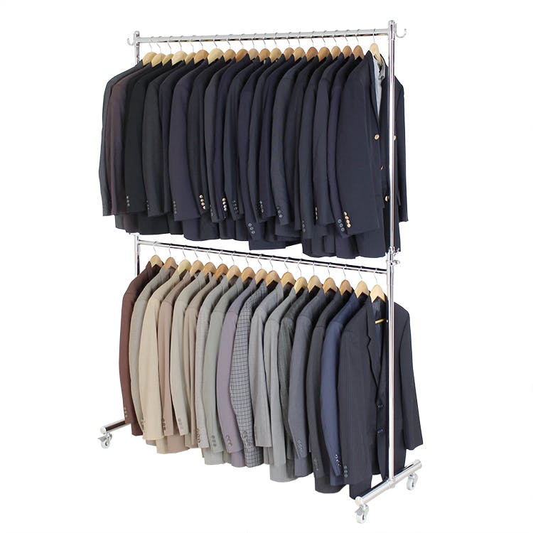 頑丈 ハンガーラック 幅156cm カスタム 耐荷重100kg 高さ200cm 丈夫 パイプハンガー 洋服掛け 2段ハンガー 業務用 アイアン コートハンガー 陳列 衣類 掛け ハンガー 収納 伸縮 ハンガースタンド 川口工器 18980【MH-980】