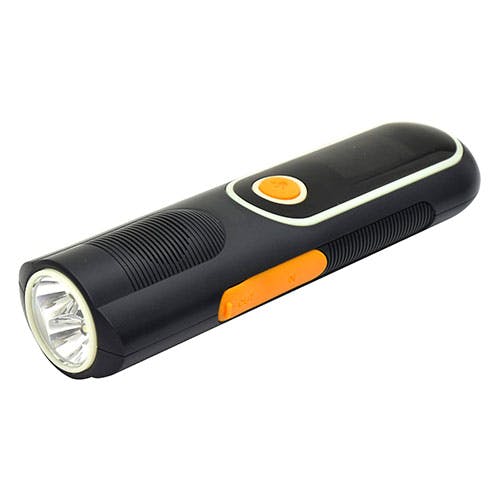 自家発電LEDライト ラジオ付 ブラック・オレンジ