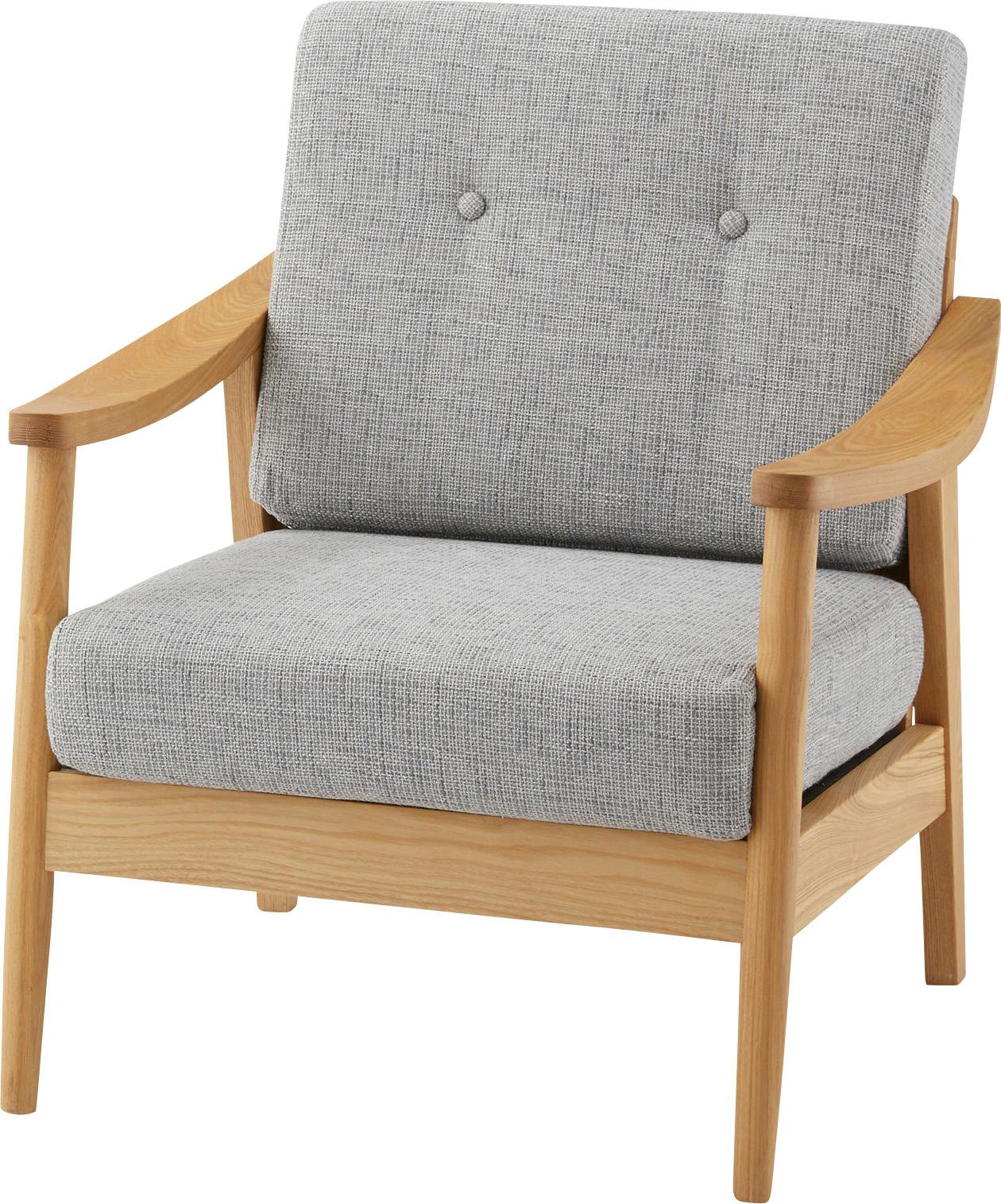 バッスム1人掛　／色：グレー　／　幅73×奥行71×高さ85×座面高41cm　完成品 【送料込み】