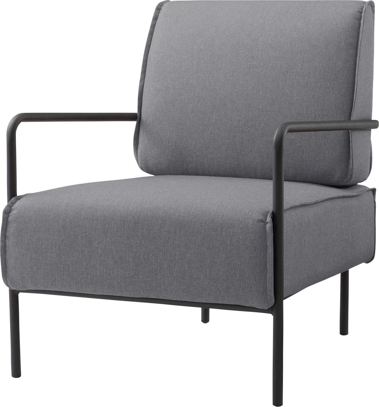 ラウンジチェア　／色：グレー　／　幅64×奥行77×高さ80×座面高40cm　完成品 【送料込み】