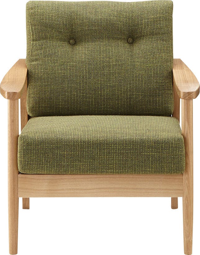 バッスム 1人掛　／色：グリーン　／　幅73×奥行71×高さ85×座面高41cm　完成品 【送料込み】