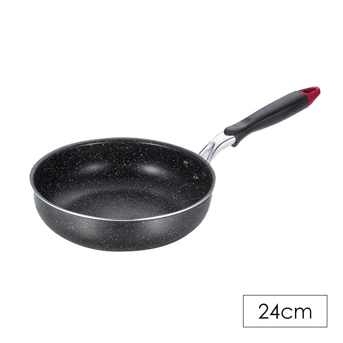 フライパン 24cm 深型 フッ素加工 焦げ付きにくい ガス火 IH対応 深型フライパン マーブルコート ふっ素加工 オール熱源対応