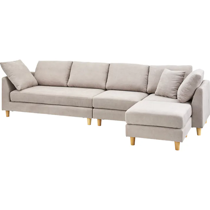 アムール ソファ /色:ベージュ / 1人掛+2人掛+コーナー+オットマン ねじ込み式 【送料込み】