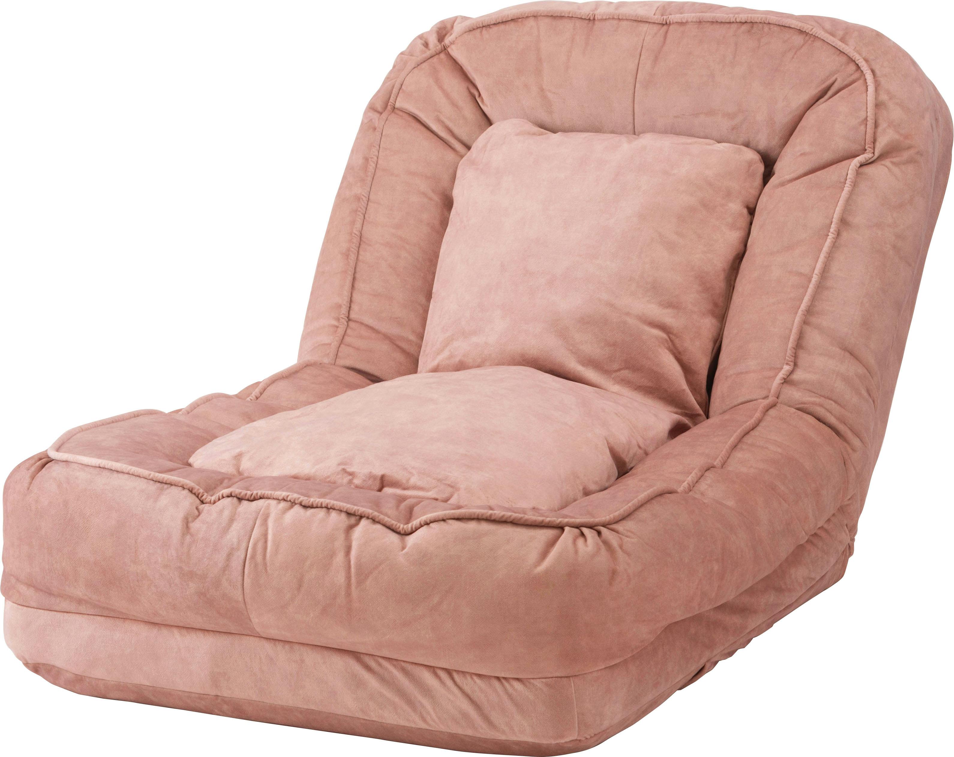 ソファベッド　／色：ライトピンク　／　幅85×奥行105-165×高さ27-77×座面高14cm　完成品 【送料込み】