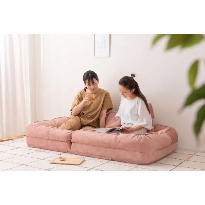 ソファベッド /色:ライトピンク / 幅85×奥行105-165×高さ27-77×座面高14cm 完成品 【送料込み】