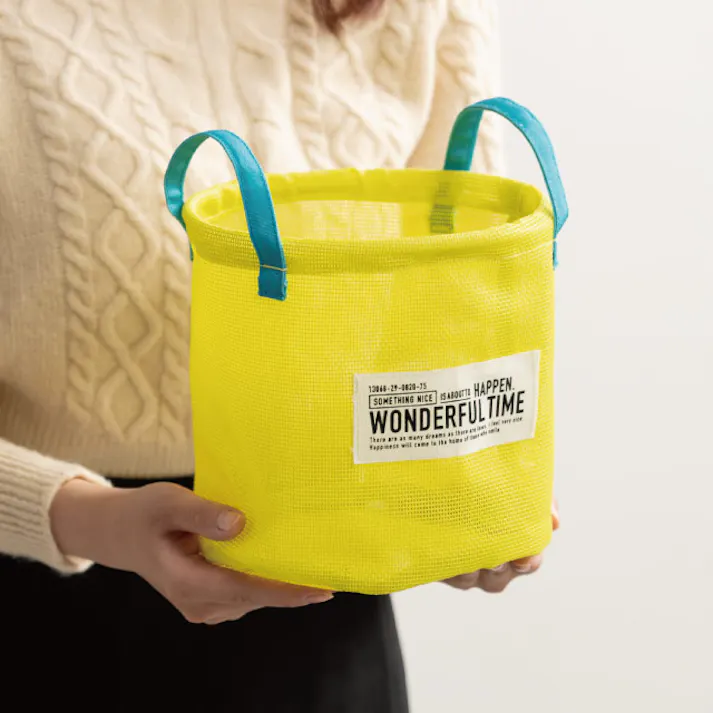 ヘッズ トレイ・カゴ 直径180×H180mm イエロー 6個 メッシュラウンドバスケットL HEADS MES-RLB7