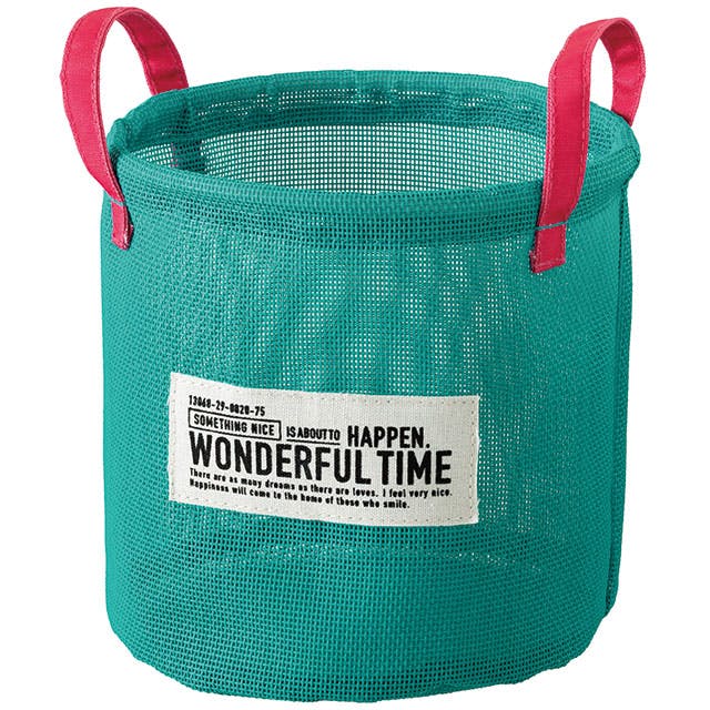 ヘッズ  トレイ・カゴ 直径180×H180mm ターコイズブルー 6個 メッシュラウンドバスケットL HEADS MES-RLB6