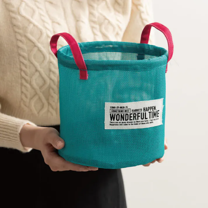 ヘッズ トレイ・カゴ 直径180×H180mm ターコイズブルー 6個 メッシュラウンドバスケットL HEADS MES-RLB6