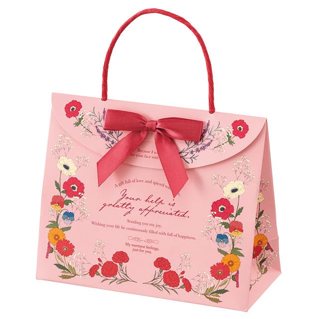 ヘッズ  手提げ袋 紙 W180×D80×H150mm ピンク 20枚 ブルーミーフラワーフラップバッグ HEADS BLF-F1P