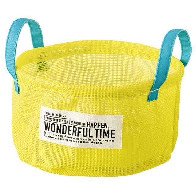 ヘッズ  トレイ・カゴ 直径190×H105mm イエロー 6個 メッシュラウンドバスケットハーフ HEADS MES-RHB1