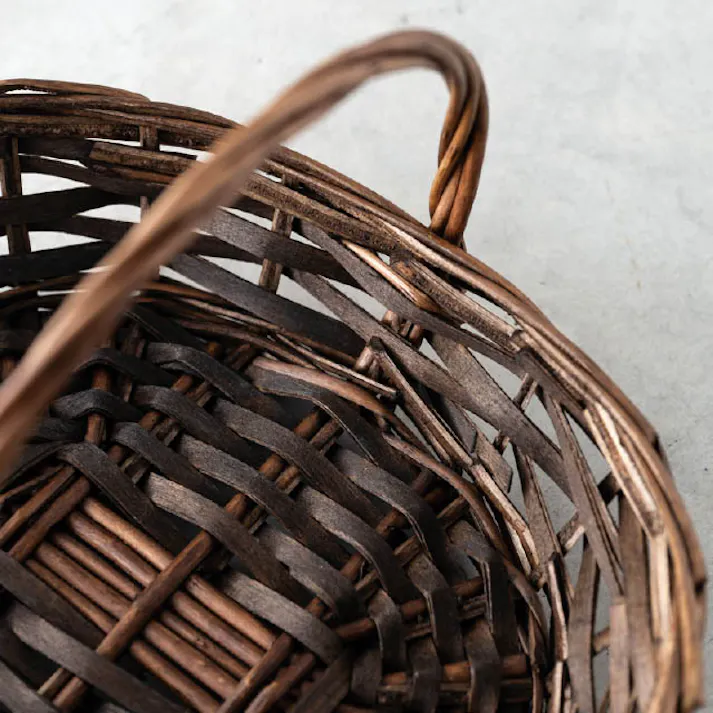 ヘッズ トレイ・カゴ W340(270)×D245(160)×H190(65)mm ダークブラウン 4個 バスケット ハンドル付-M HEADS DBR-BKM