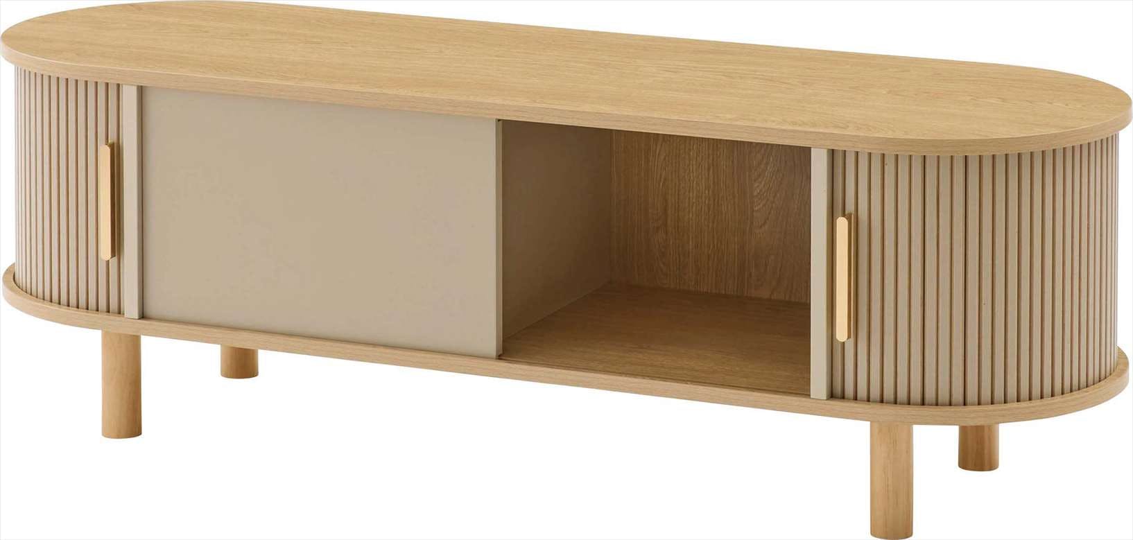 ローボード　／色：ベージュ　／　幅117×奥行37×高さ38cm　／　ローボード テレビ台 TV台 テレビボード テレビ置き AVボード サイドボード 収納付き リビング収納 収納 コンパクト 天然木 韓国インテリア 北欧 シンプル モダン ナチュラル　組立式 【送料込み】