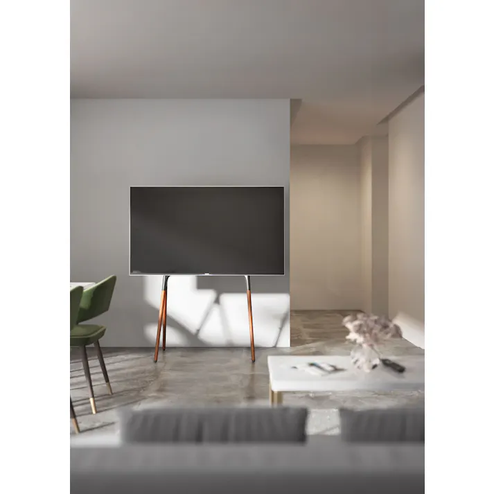 テレビスタンド /色:ブラック / 幅82×奥行53×高さ138cm / テレビスタンド テレビ台 TVスタンド TV台 イーゼルタイプ ハイタイプ おしゃれ 自立式 天然木 組立式 【送料込み】