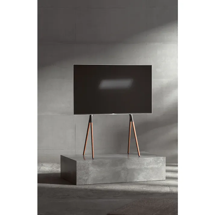 テレビスタンド /色:ブラック / 幅82×奥行53×高さ138cm / テレビスタンド テレビ台 TVスタンド TV台 イーゼルタイプ ハイタイプ おしゃれ 自立式 天然木 組立式 【送料込み】