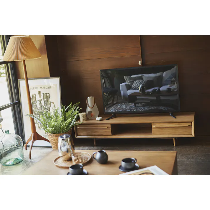 ティモ TVボード150 /色:ブラウン / 幅150×奥行41×高さ33cm / テレビ台 TVスタンド TV台 ロータイプ おしゃれ 天然木 AVボード 組立式 【送料込み】