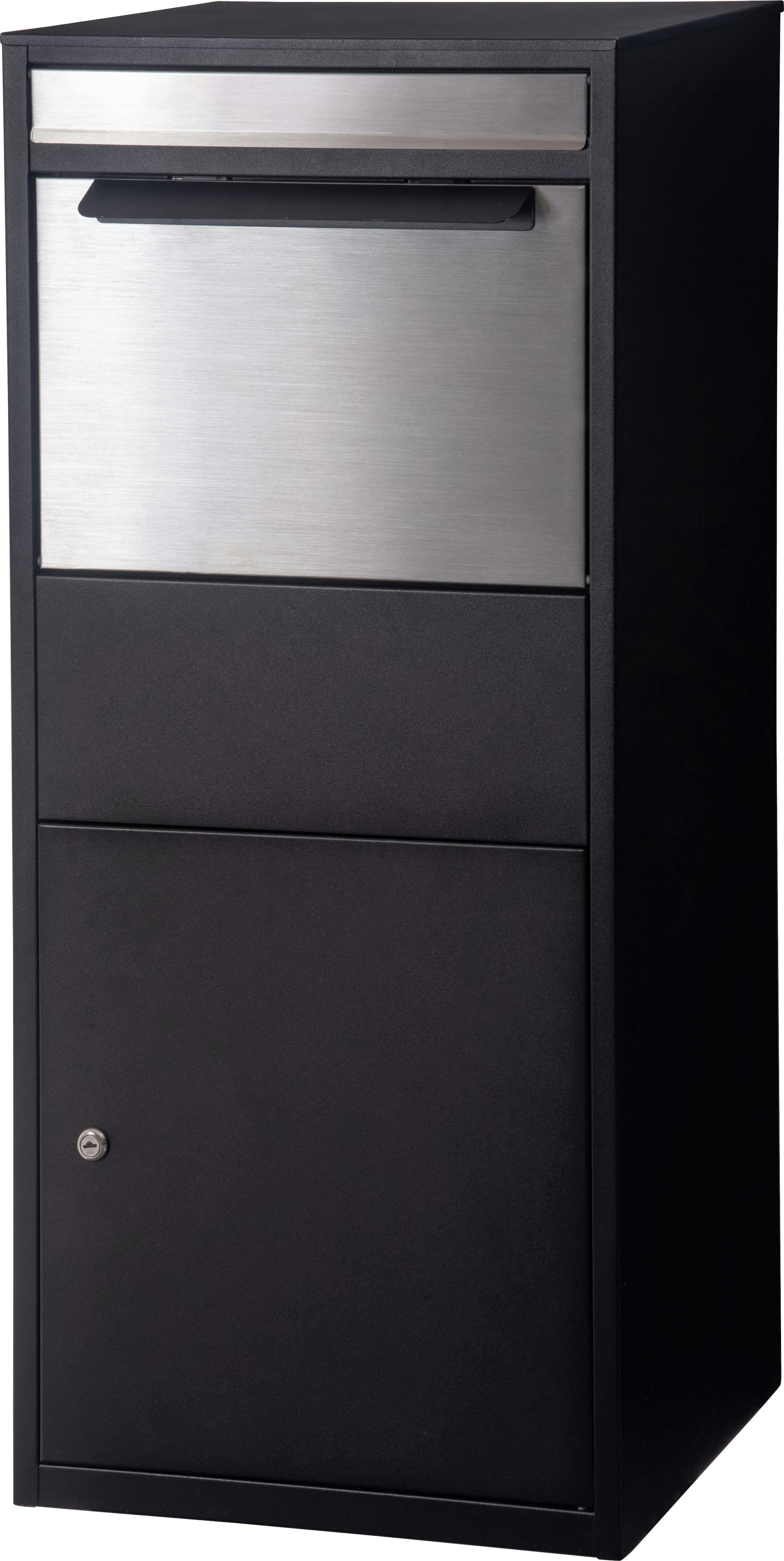 デリバリーボックス　／色：ブラック　／　幅46.5×奥行37.5×高さ102.5cm　／　デリバリーボックス デリバリーBOX 宅配ボックス 宅配BOX ポスト ブラック 鍵付き ステンレス シンプル おしゃれ　完成品 【送料込み】