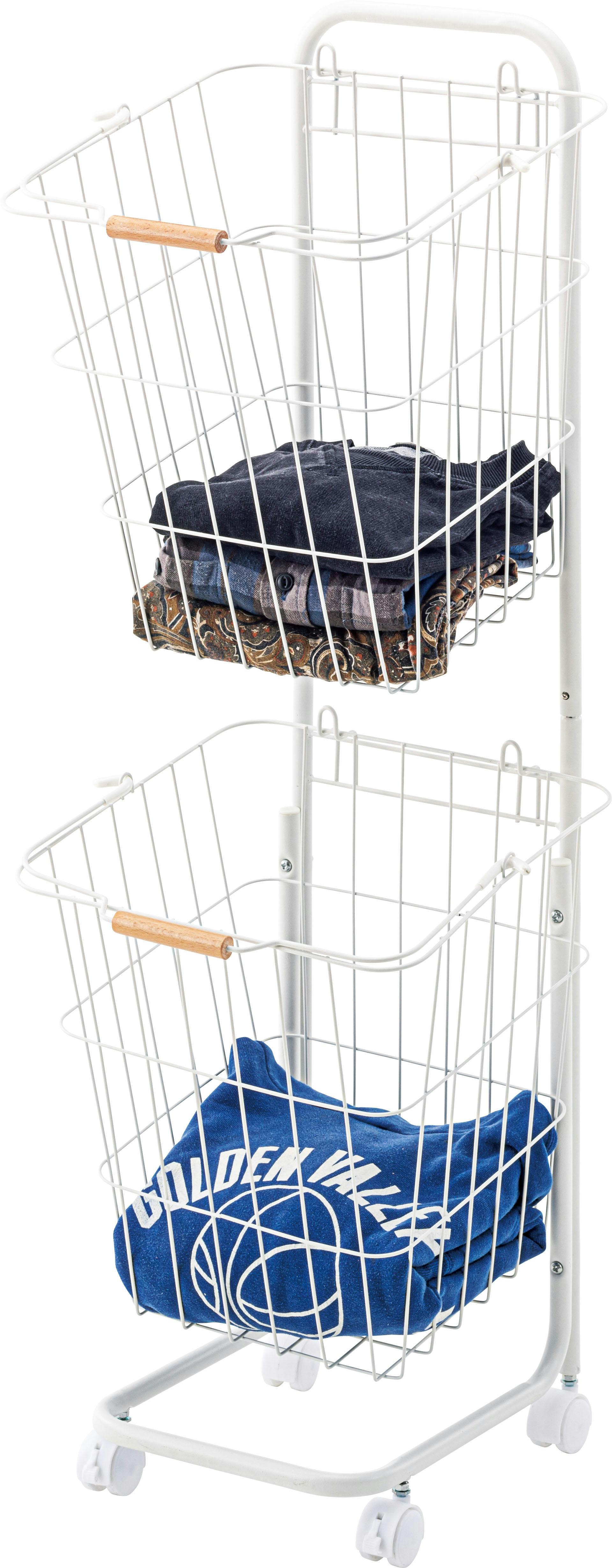 超美品！　バスケットワゴン　ホワイト　60cm 店舗用　4台セット バスケットワゴン ／色：ホワイト ／ 幅37×奥行40×高さ107cm