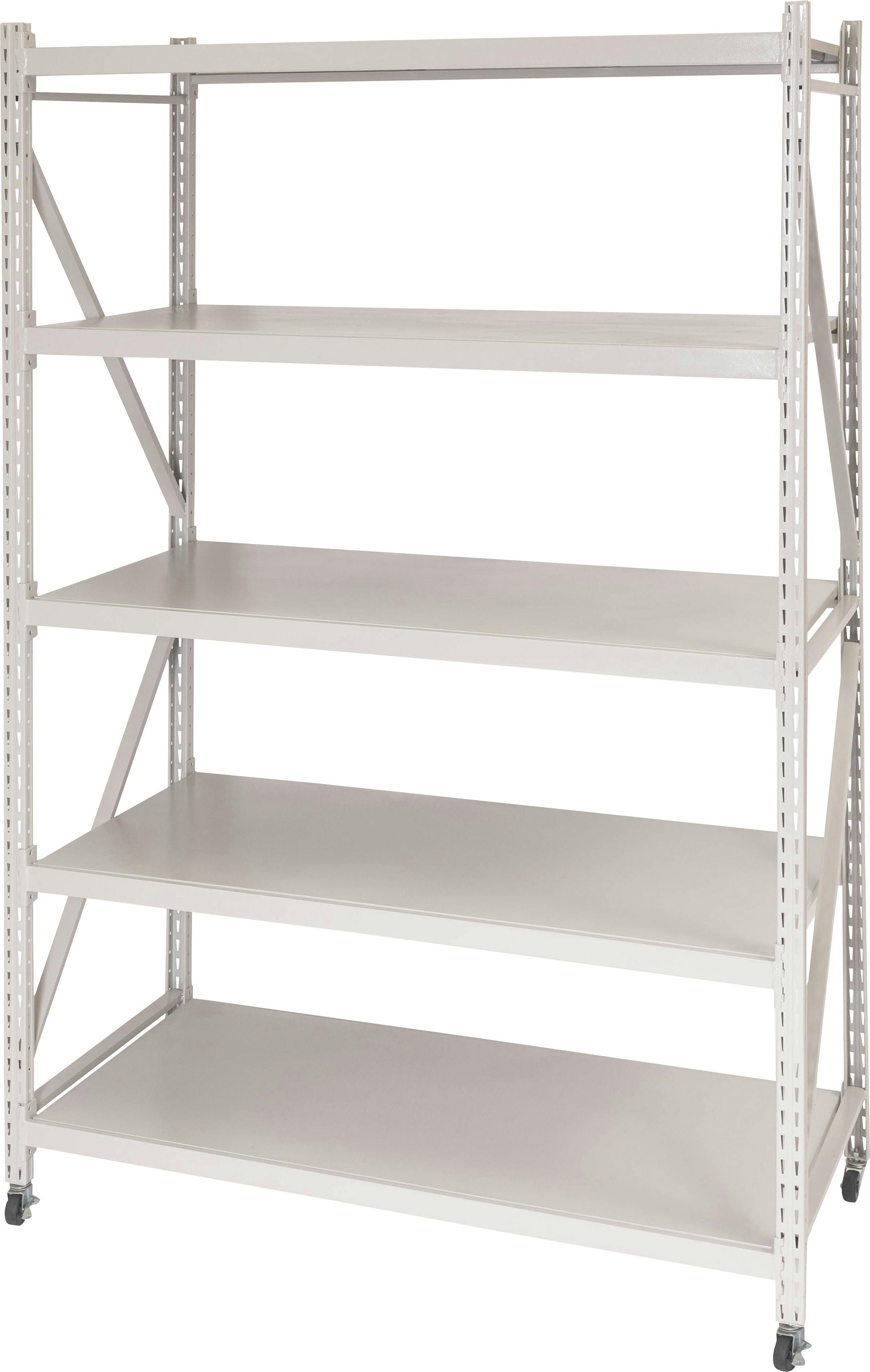 ラルド ボルトレスラック D60　／色：アイボリー　／　幅129×奥行60×高さ188.5cm　／　 5D 5段 オープンラック 収納 収納棚 棚 ボルト不要 棚移動 スチール 幅129cm インダストリアル 無骨 工業的 キャスター付き　組立式 【送料込み】