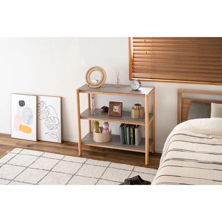 シェルフ 80 /色:ナチュラル / 幅83.5×奥行33.5×高さ80cm / シェルフ 収納 収納棚 ラック オープンラック 3段 三段 見せる収納 シンプル 北欧 ナチュラル シンプル ディスプレイ ディスプレイラック 組立式 【送料込み】