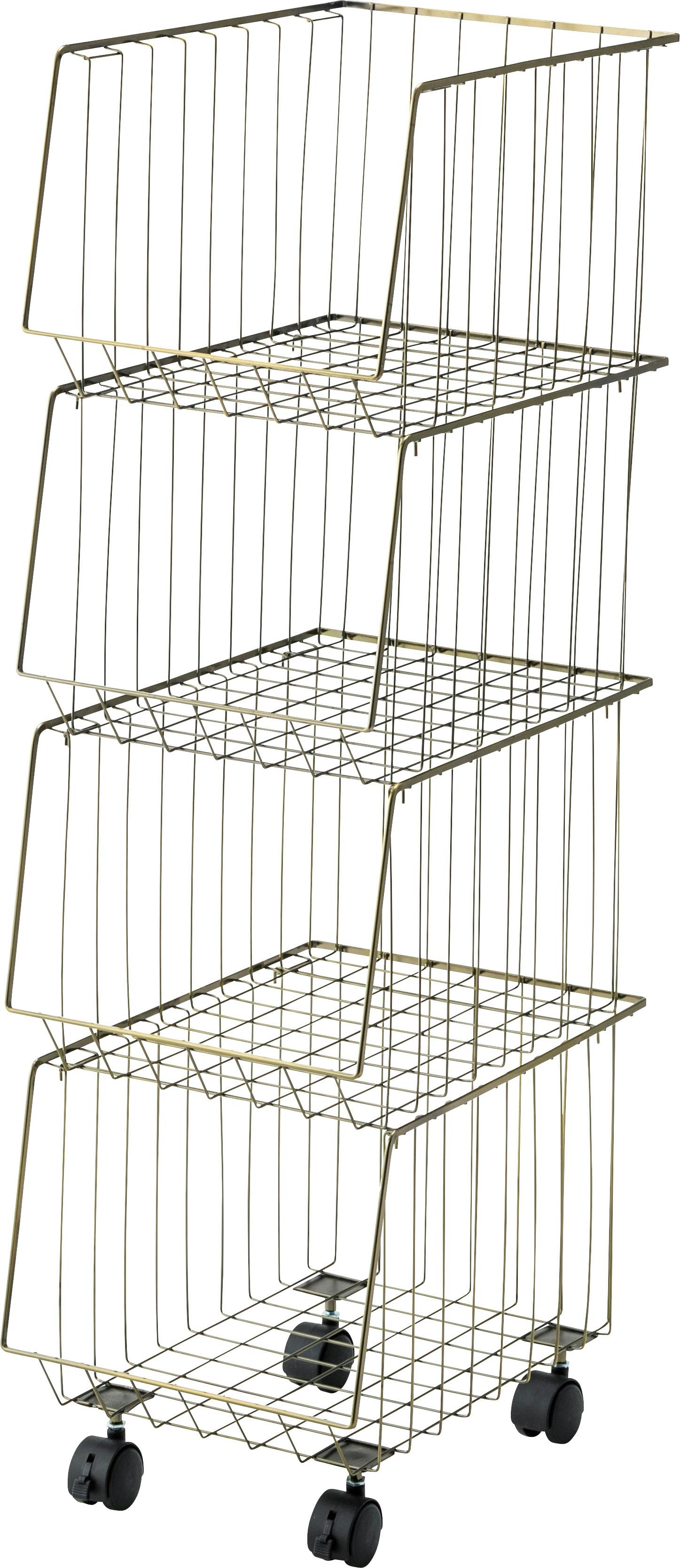 スタッキングワゴン4D　／色：アンティークゴールド　／　幅26.5×奥行37.5×高さ95cm　／　　組立式 【送料込み】