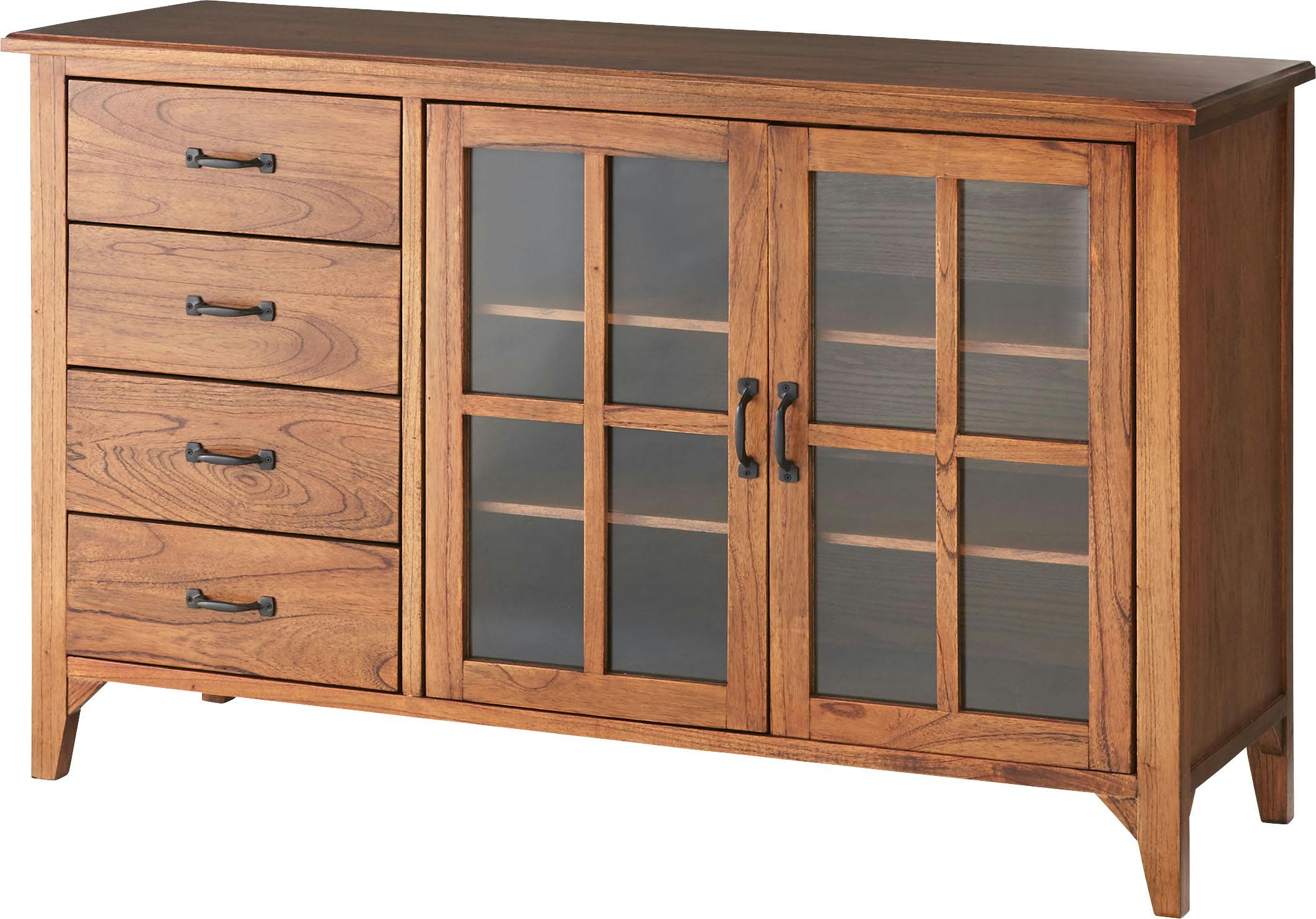 ティンバー キャビネット　／色：ブラウン　／　幅120×奥行40×高さ75cm　／　　完成品 【送料込み】