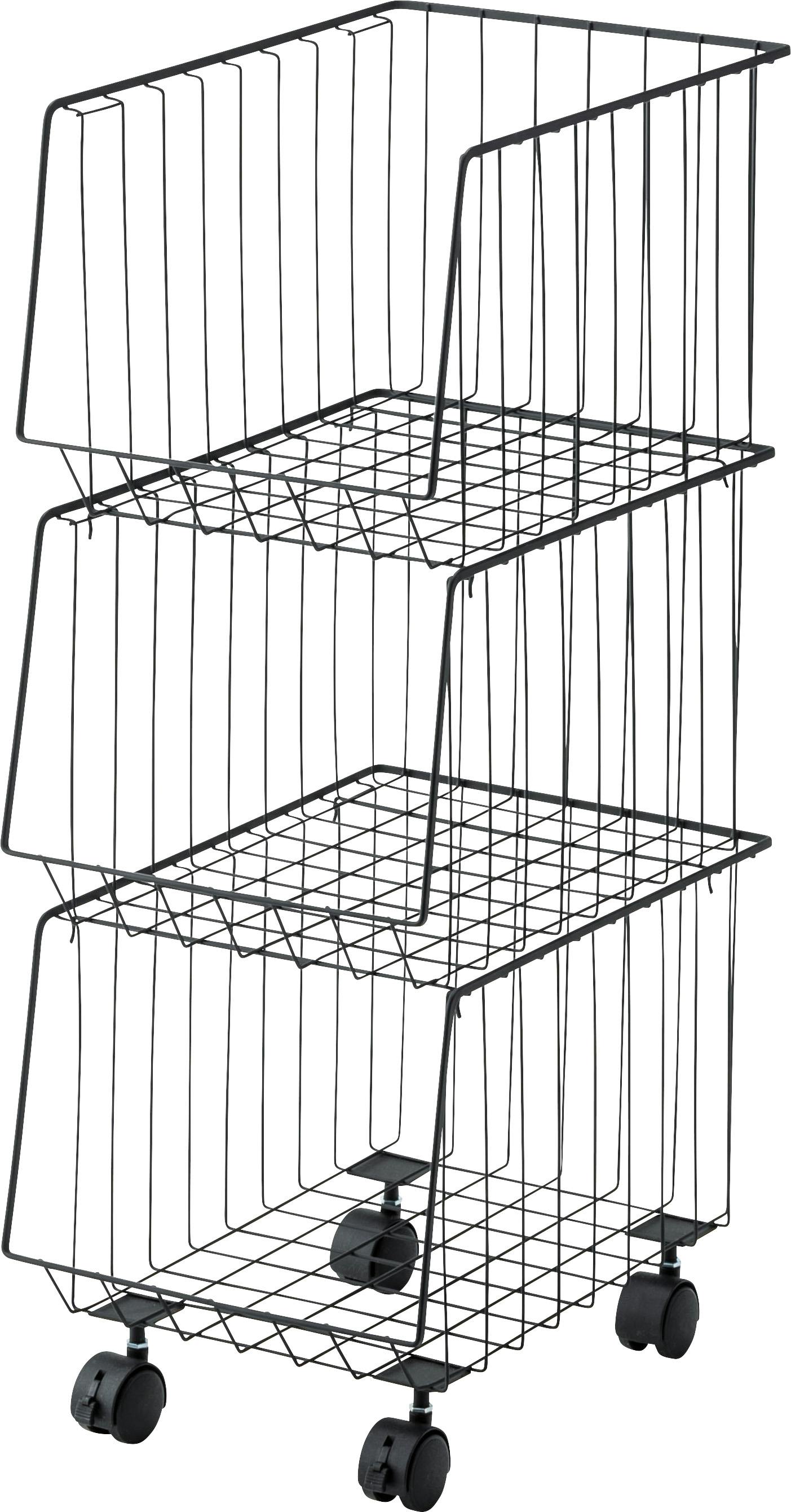 スタッキングワゴン3D　／色：ブラック　／　幅26.5×奥行37.5×高さ73cm　／　　組立式 【送料込み】